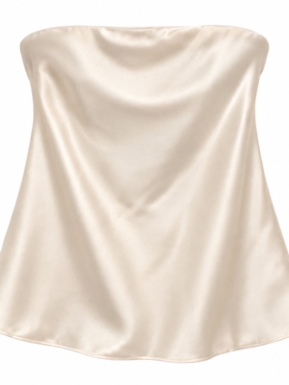 Zara Ivory Satin Flowy Strapless Tube Top